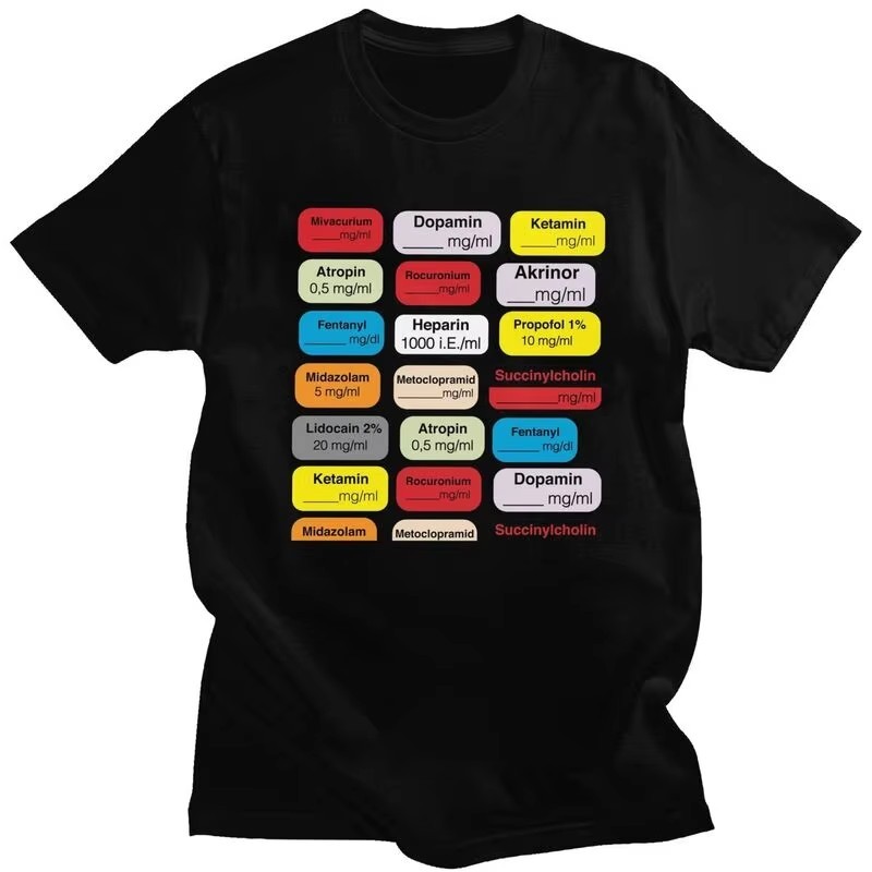 Men'S Fashion Labels - Anesthesia Medication Labels Print T-Shirt for