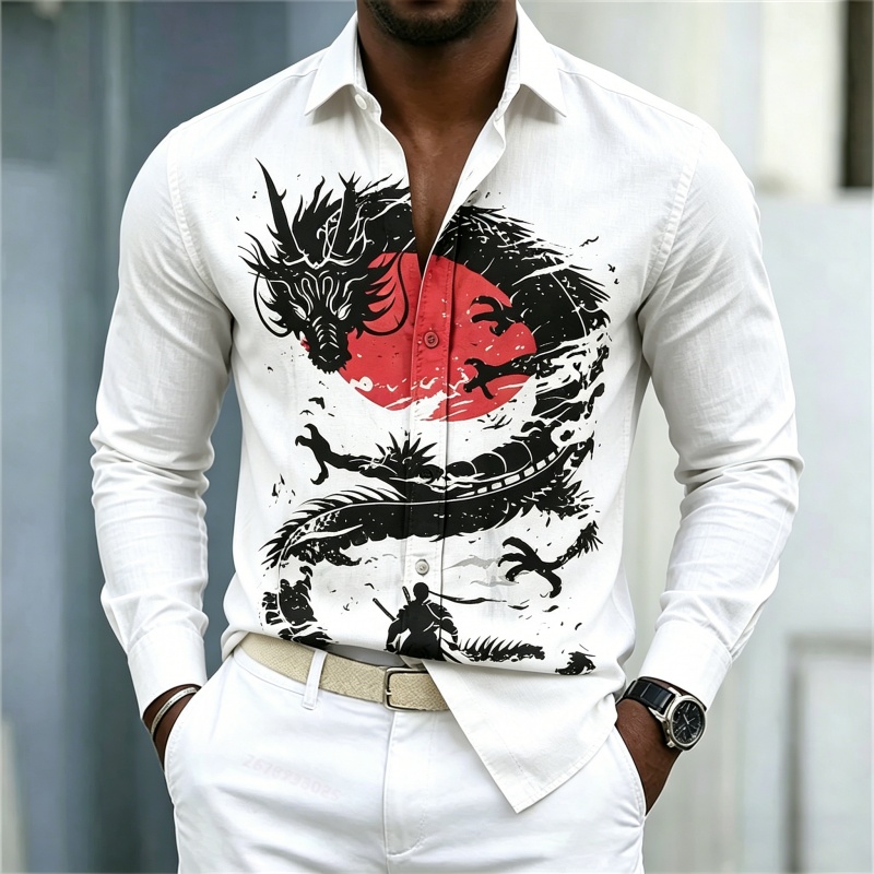 Men'S Fashion - 2026 New Men's Shirt White Black