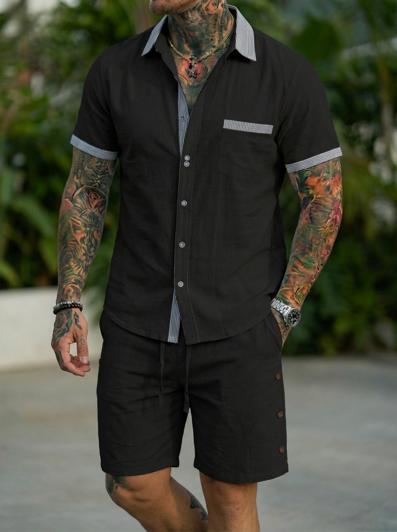 Linen Shirt Summer - Men's Fashion Cuban Style Shirt Set