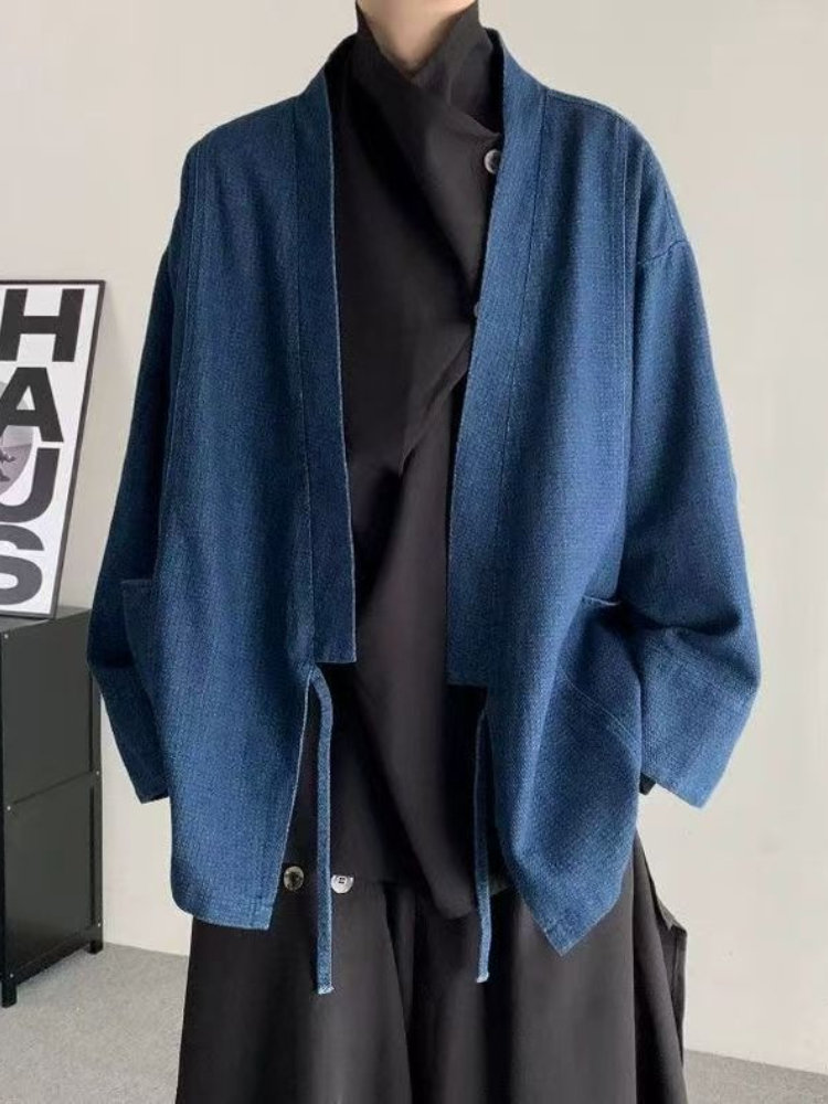 Mens Fashion Jumpers - Vintage Japanese Style Denim Coat Men