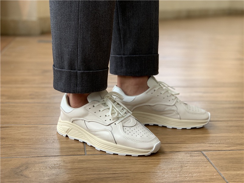 Mens Fashion Trainers - Round-toe Lace-up Casual White Thick-soled Men’s