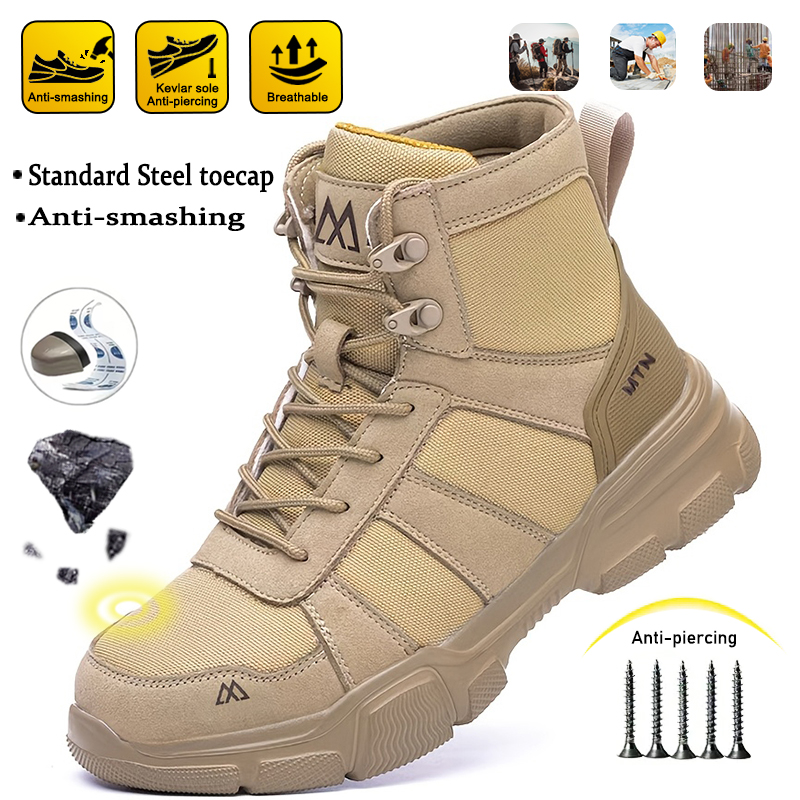 Mens Fashion Trainers - Men Anti Smash Puncture-Proof Mining Boots