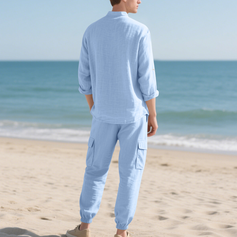 Men's Linen Breathable Two-Pie - đánh giá và giá Linen Shirt Summer