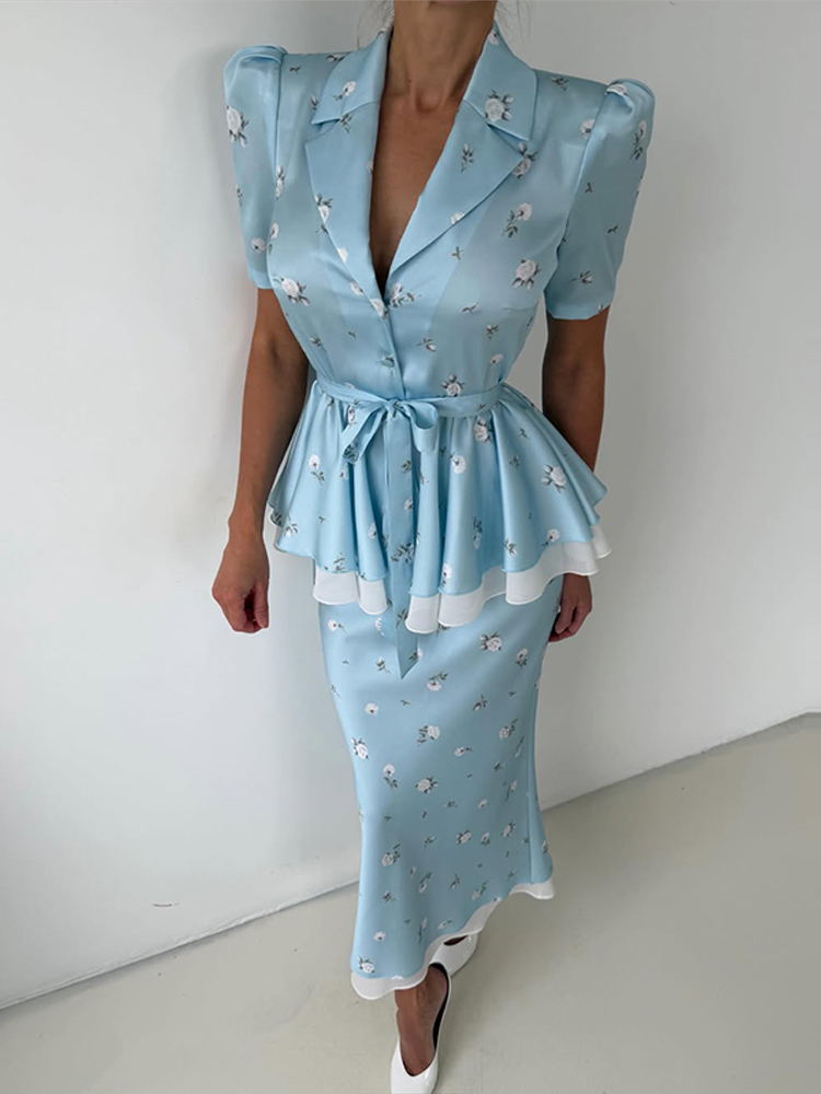 Floral Blazer Coat Skirt Sets  - đánh giá và giá Men Fashion Rave