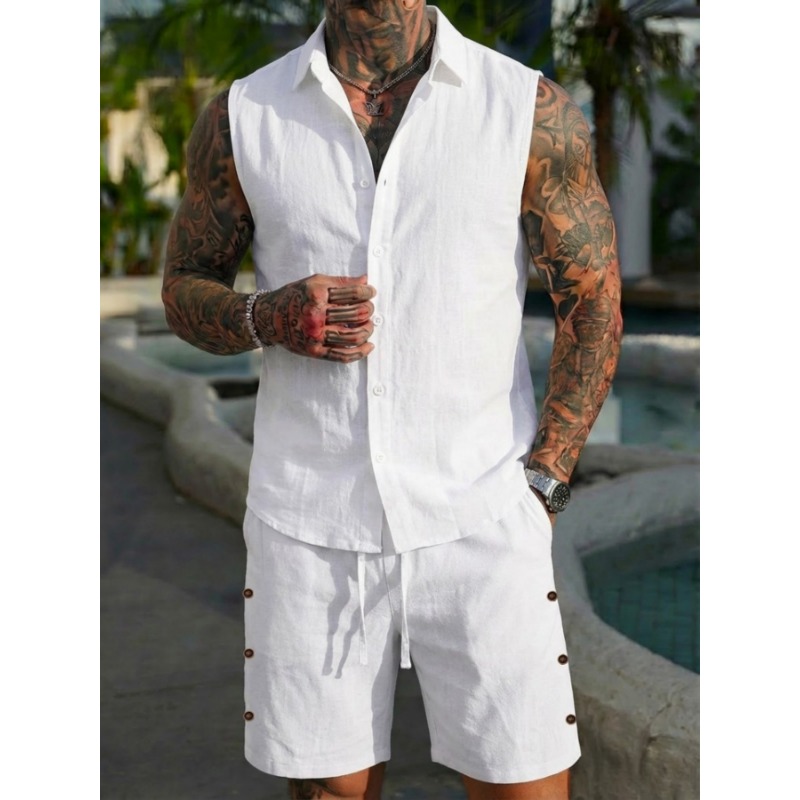 Men's 2 Piece Linen Textured S - đánh giá và giá Linen Shirt Summer