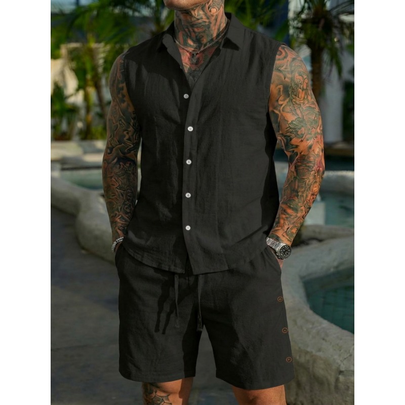 Men's 2 Piece Linen Textured S - đánh giá và giá Linen Shirt Summer
