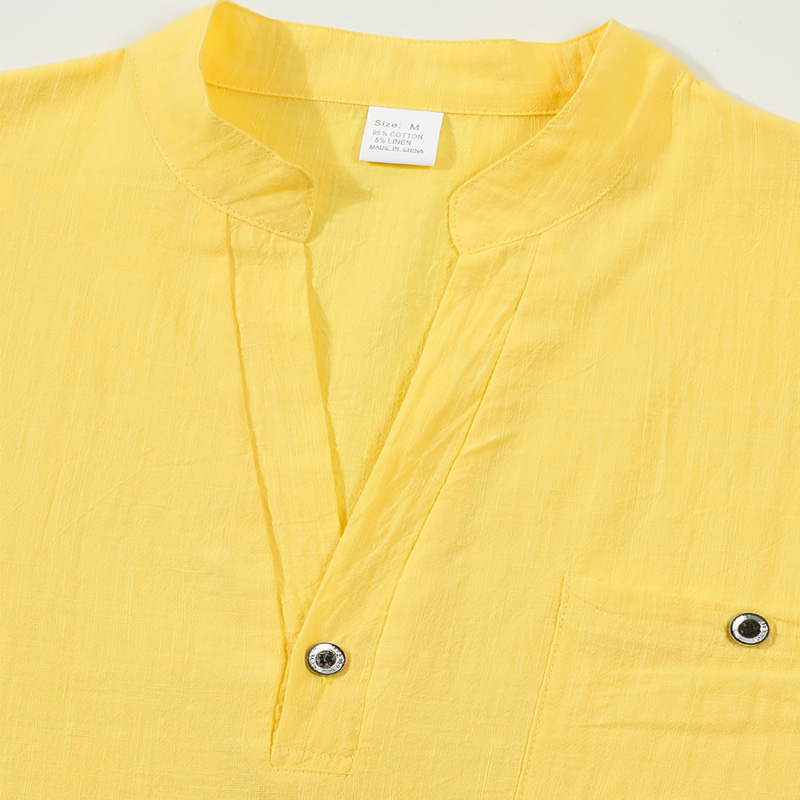 Men's Cotton Linen Henley Shir - đánh giá và giá Linen Shirt Summer
