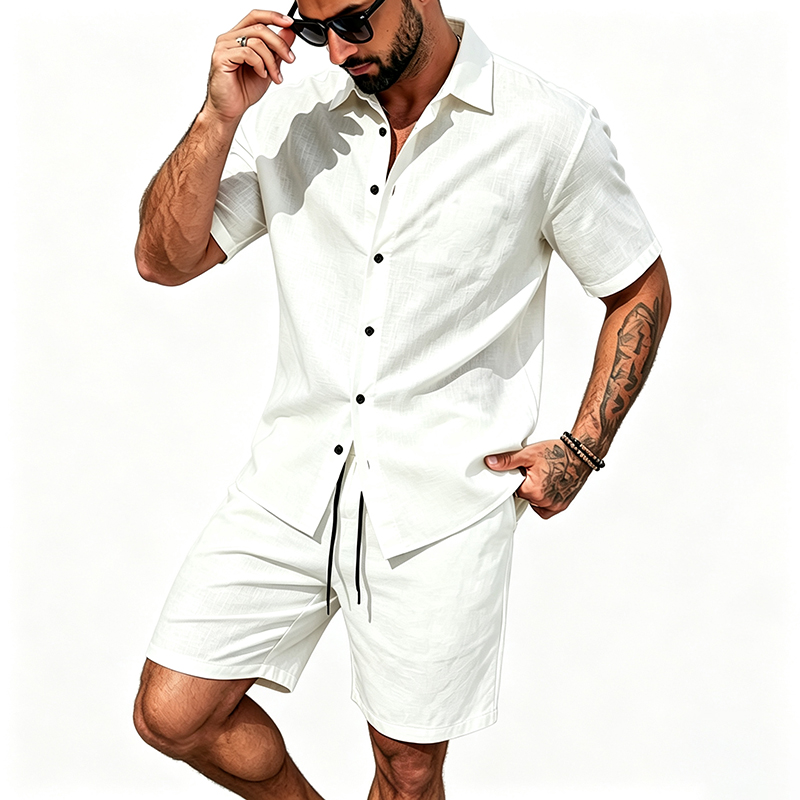 Men Linen Two Piece Outfit Sho - đánh giá và giá Linen Shirt Summer
