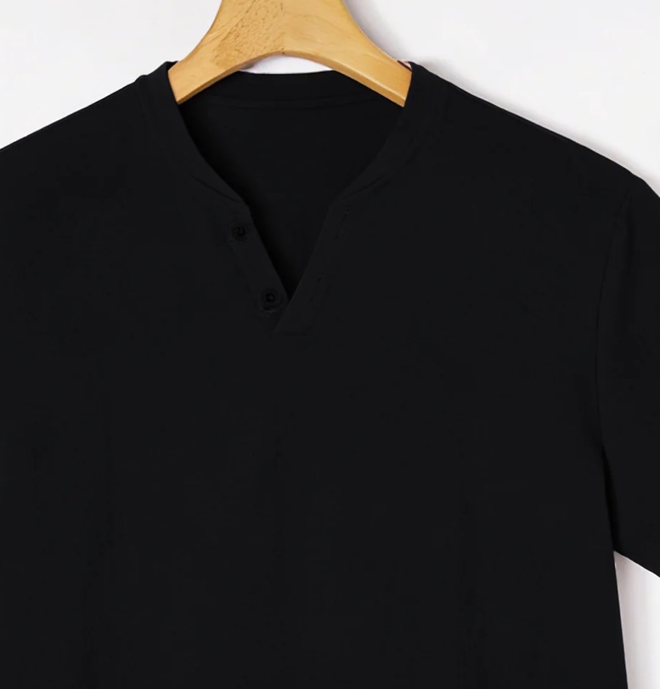 Elegant Black Henley Short-Sle - đánh giá và giá Linen Shirt Summer