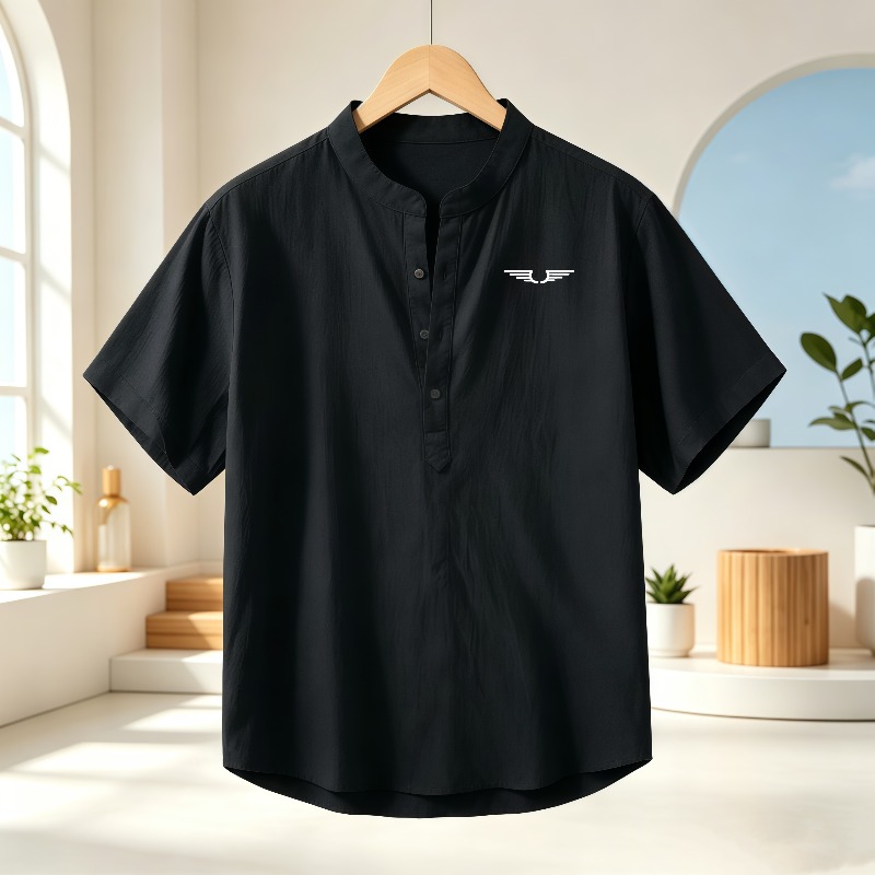 Men's cotton and linen Henley  - đánh giá và giá Linen Shirt Summer