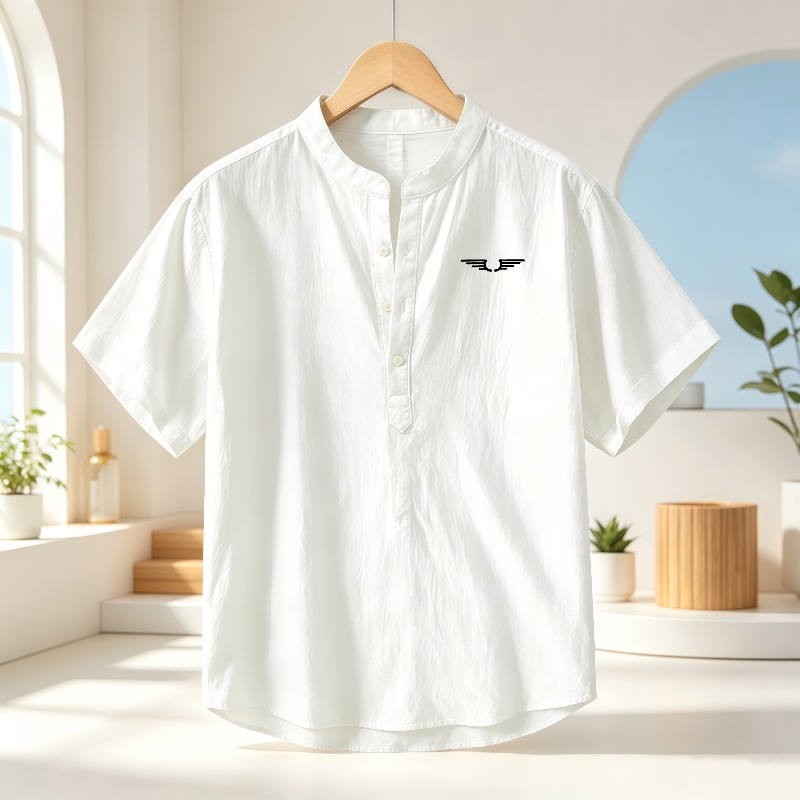 Men's cotton and linen Henley  - đánh giá và giá Linen Shirt Summer