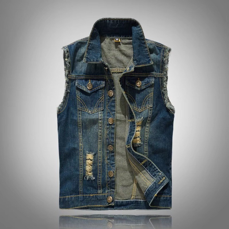 Nam Slim Denim Áo Áo Mới Thời  - đánh giá và giá Men'S Fashion Vest With Jeans
