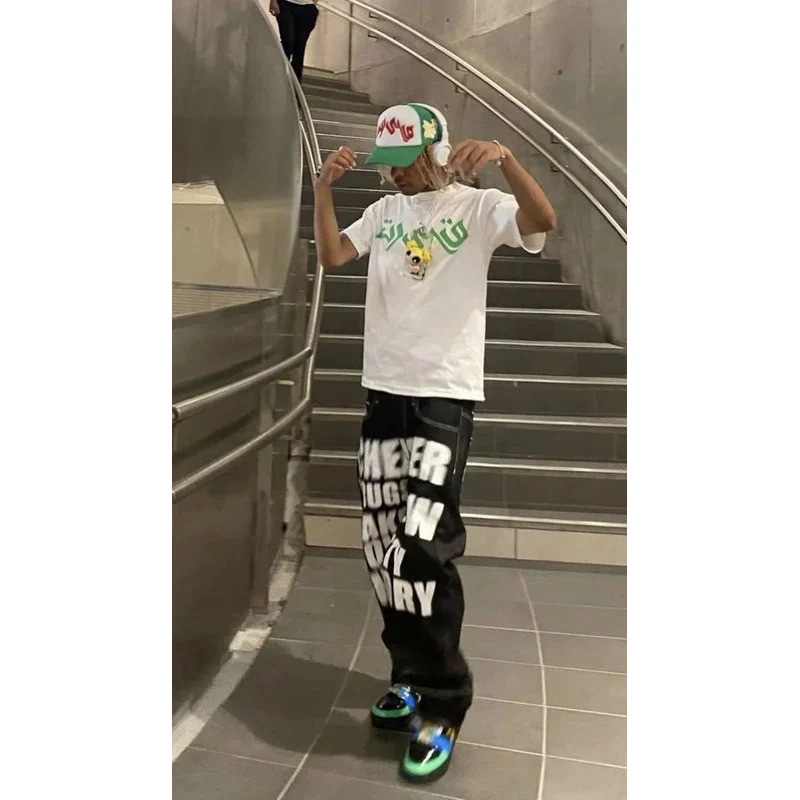 Y2K Jeans Hip Hop Letter Print - đánh giá và giá Men'S Fashion Vest With Jeans