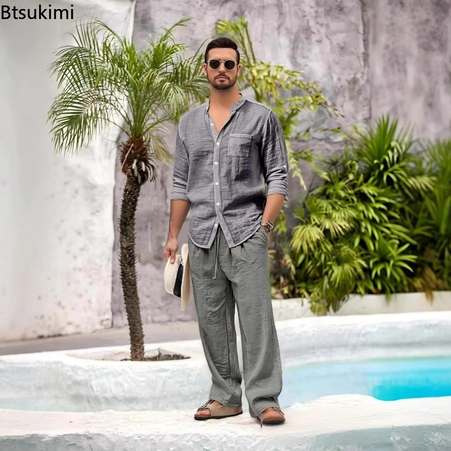 New Men's Casual Cotton Linen  - đánh giá và giá Linen Shirt Summer