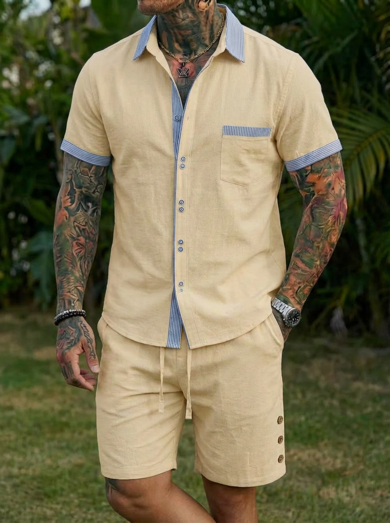 Men's Fashion Cuban Style Shir - đánh giá và giá Linen Shirt Summer