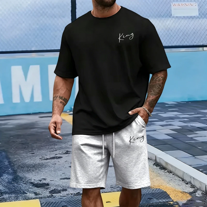 King Letter Men's Set Cotton T - đánh giá và giá Men Fashion King