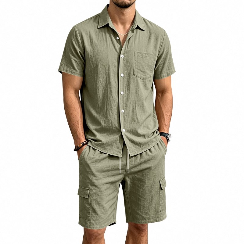 Men Summer American Linen Two  - đánh giá và giá Linen Shirt Summer