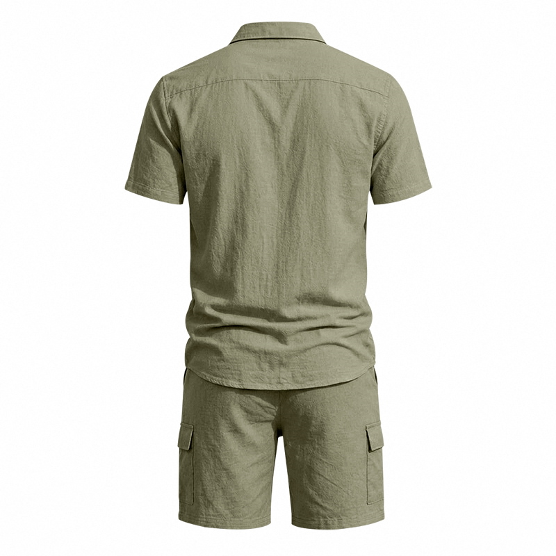 Men Summer American Linen Two  - đánh giá và giá Linen Shirt Summer