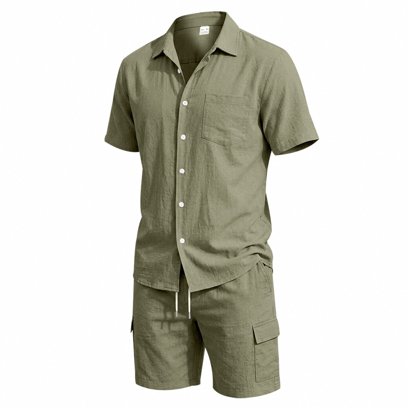 Men Summer American Linen Two  - đánh giá và giá Linen Shirt Summer
