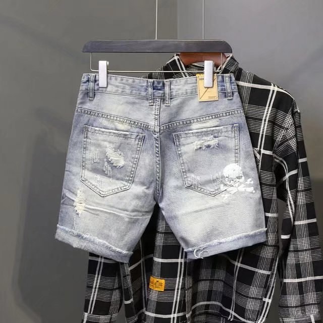 Summer Men's Worn Bead Hole Be - đánh giá và giá Men Fashion Jeans